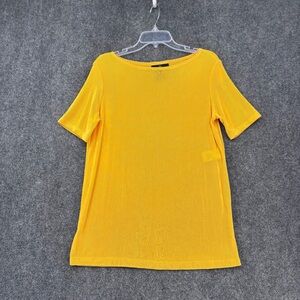 Carole Little Yellow Liquid Knit Short Sleeve Top Women’s M Made Is USA
